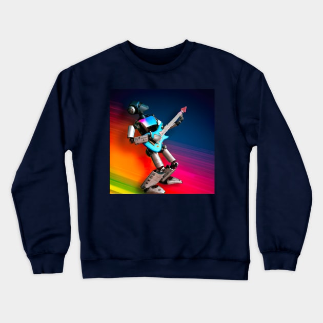 Rock star Robot on guitar Crewneck Sweatshirt by KFX Productions